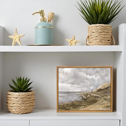 InSimSea Framed Canvas Wall Art Vintage Decor, Coastal Wall Art Danish Coast Nature Scenic Art for Bedroom, Wall Paintings, Farmhouse Office Bathroom Wall Decorations, 12"x16" - Image 4