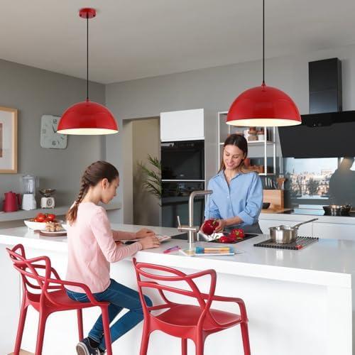 Red Large Pendant Light 2 Packs,19.7inches, Kitchen Pendant Lights, Oversized Island Pendant Lights, Farmhouse Pendant Light, Pendant Light for Bedroom, Kitchen Island - Image 2