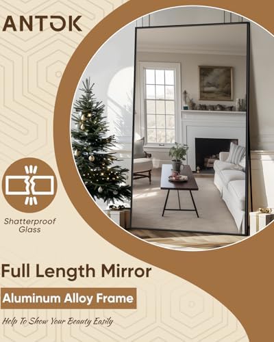 Antok Full Length Mirror, 72"x44" Floor Mirror for Bedroom, Dorm, Black - Image 5