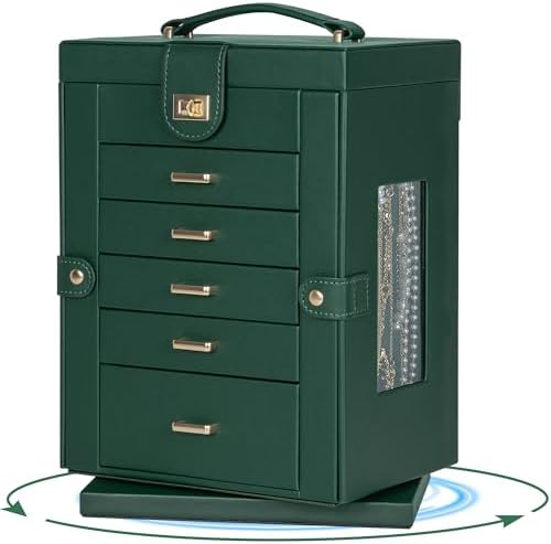AKOZLIN 6-Tier Jewelry Box Organizer 5 Drawers Storage M-L Green - Image 5
