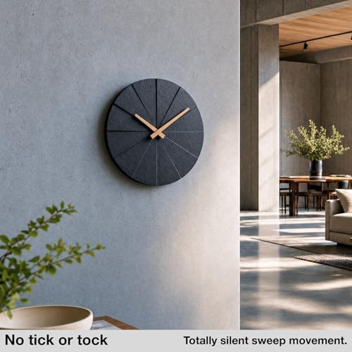 Driini Modern Wall Clock with No Numbers and Wooden Hands. Black,12.5 Inch - Image 2