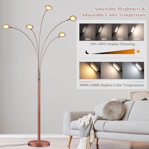 Bairth LED Arc Floor Lamp with Remote,2250LM Dimmable Floor Lamp with Timer - Image 3