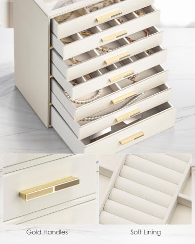 VLANDO Jewelry Box Organizer, 7-Layer Storage Drawers, Glass Window, Modern - Image 5