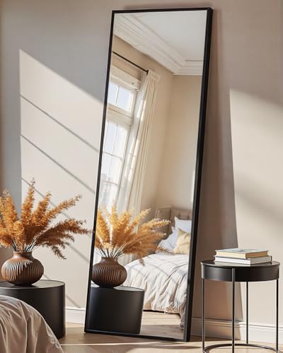 TRAHOME Full Length Floor Mirror 56"x15", Large Standing Body Mirror, Black by TRAHOME