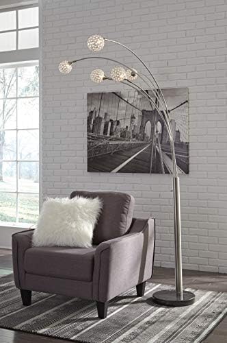 Signature Design by Ashley Winter Contemporary 95" Metal and Black Marble Floor Arc Lamp with 5 Lights & Dimmer Switch, Silver - Image 6