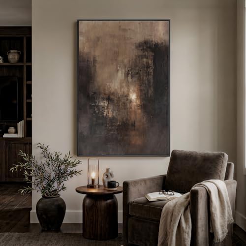 Extra Large Framed Brown Abstract Wall Art for Living Room, Vertical 40x60 - Image 3