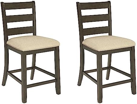 Signature Design by Ashley Rokane Upholstered 24.75" Counter Height Bar Stool, 2 Count, Brown by Unknown