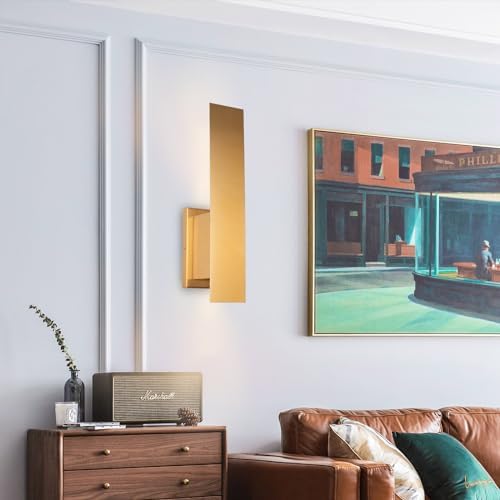 Edwarmlux Indoor Wall Sconces, Modern Wall Lights, Up and Down Wall Mount Light, Dimmable Hardwired Wall Light for Bedroom, Living Room, Hallway, GU10 Bulbs Excluded (Brushed Gold) - Image 2