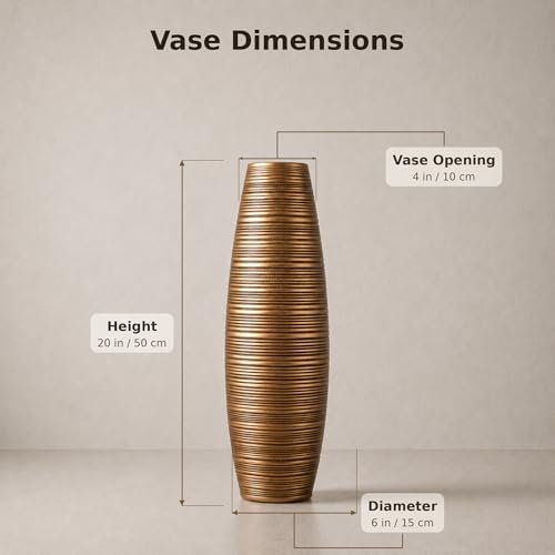 Leewadee Large Floor Vase 20 inches Polyresin for Pampas Grass, Dried Flowers - Image 4