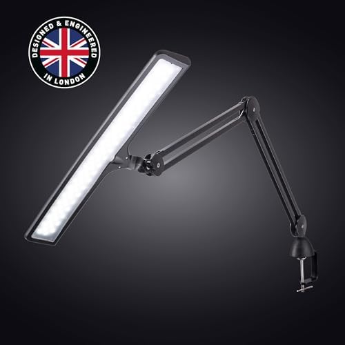 daylight Lumi Task Lamp - Professional 4000 Lux LED Desk Lamp, Adjustable, Color Accurate, Eye-Caring for Office, Home Office, Artist, and Reading - Black - Image 6