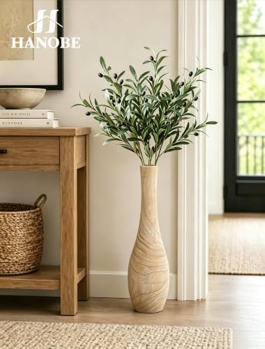 Hanobe 22" Tall Wood Floor Vase for Pampas Grass, Boho Farmhouse Style - Image 4