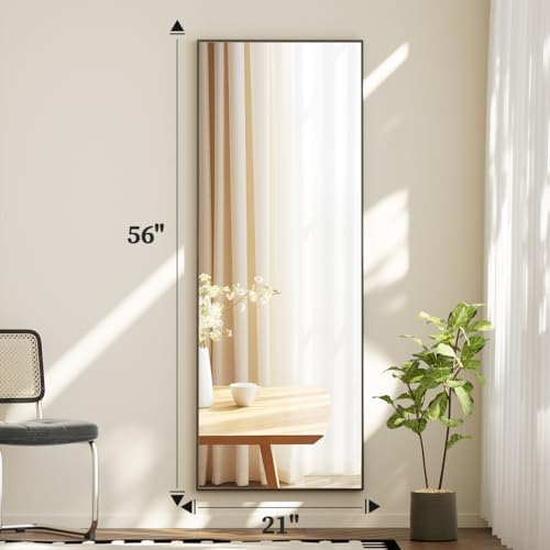 BEAUTYPEAK Full Length Mirror with Stand, 56"x21" Floor Mirror - Image 6