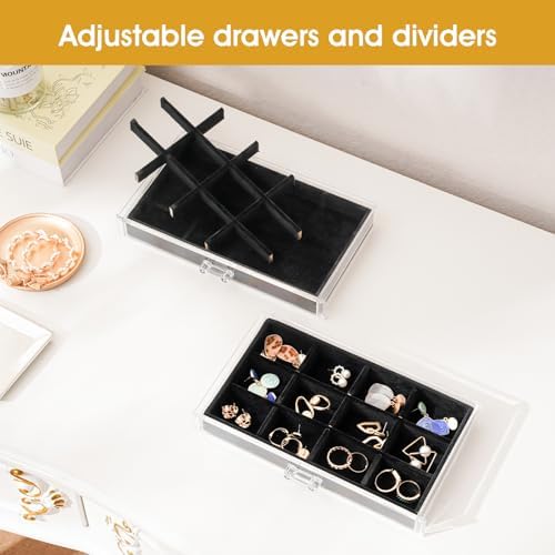 ProCase Earring Holder Organizer Jewelry Box with 10 Drawers, Black - Image 2