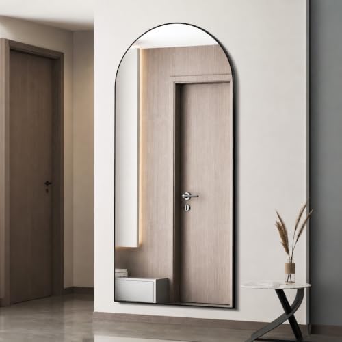 Simple Deluxe Arched Full Length Mirror, 64"×21" Large Floor Mirrors, for Wall Door Bedroom Bathroom Living Room (Black) by SimpleDeluxe