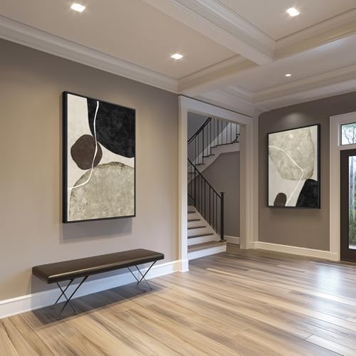 Large Framed Neutral Black Brown Abstract Wall Art for Living Room, 24x36 - Image 2