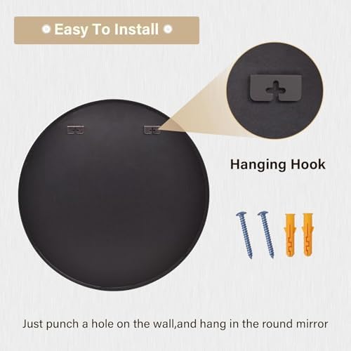 HARRITPURE Round Mirror 36 Black Wall Mounted Circle Mirrors - Image 6