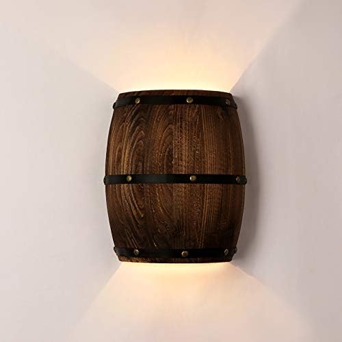 1 Pack Antique Wood Wine Barrel Wall Sconce Light Fixture by Newrays