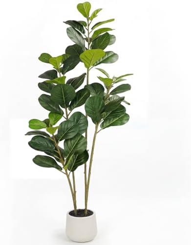 6FT Artificial Fiddle Leaf Fig Tree for Indoor Home Office Decor-Realistic Fake Ficus Tree in Black Planter,Faux Plant with Lifelike Trunk&Leaves for Living Room,Housewarming Gift by Unknown