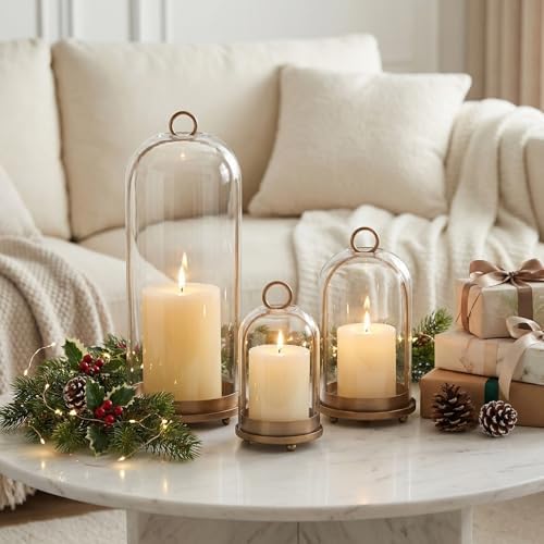 15"&9"&7" Hurricane Glass Candle Holders Set of 3 - Image 2