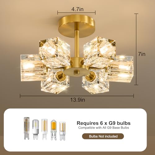 Sputnik Crystal Semi Flush Ceiling: Dining Room Bathroom Bedroom Chandelier - Image 2