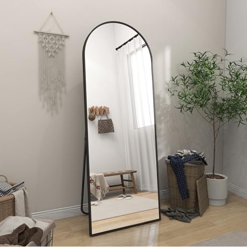 BEAUTYPEAK 64" x 21" Arch Full-Length Mirror with Stand, Black - Image 6