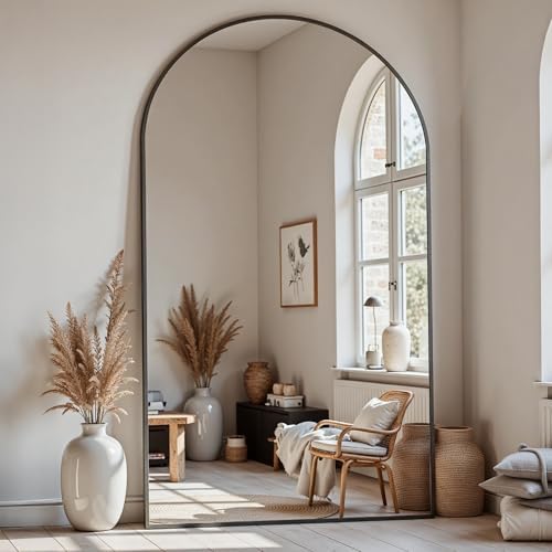 Floor Mirror, 81"x41" Oversized Full Length Mirror with Stand,Black by Furnbar