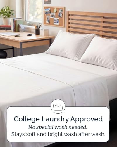 Full XL Sheets - 4 Piece Full XL Sheet Set - Breathable & Cooling - White - Image 6