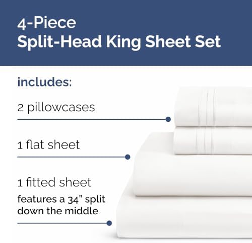 Flex Top Split Head King 4 Piece Sheet Set - Soft & Cooling - Antique White - Image 3
