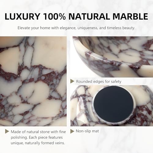 Luxury Natural Marble Fruit Bowl, Large Serving Dish Centerpiece Home Decor - Image 4