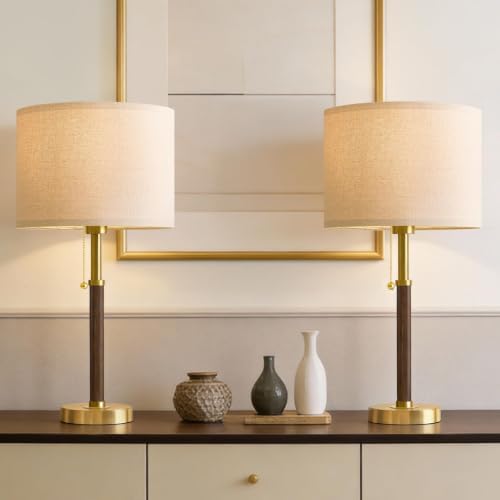 Wood Table Lamps 22" Mid Century Modern Lamps for Bedroom Living Room Lamps - Image 4