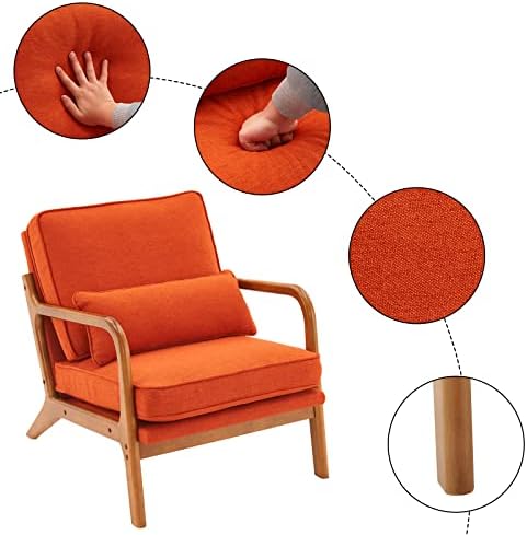 Bonnlo Burnt Orange Accent Chairs Set of 2, Upholstered Mid Century Modern Lounge Chairs Reading Chairs Side Sitting Chair Solid Wood Farmhouse Armchairs for Living Room, Bedroom, Guest Room - Image 4