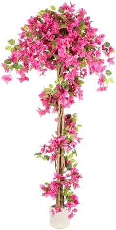 6FT Fake Bougainvillea Tree – Tall Artificial Pink Flower Plant for Home or Office Decor, Realistic Faux Tree for Living Room, Hallway, or Indoor Garden by MARCHWINDHomeDecor