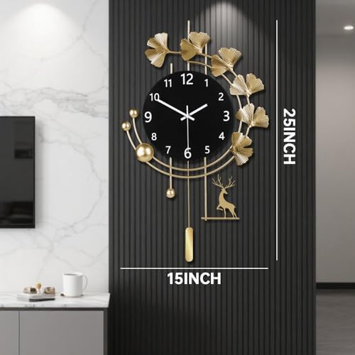 SIN&MI Large Wall Clocks for Living Room, Metal Wall Art Decoration,Silent Non Ticking,Battery Operated Oversized Round Modern Wall Clock for Bedroom,Farmhouse,Office Wall Decor/16 * 26Inch - Image 3