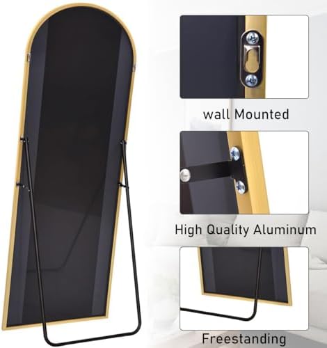 Full Length Mirror, 71"x26" Arched Standing Mirror Full Length (Gold) - Image 6