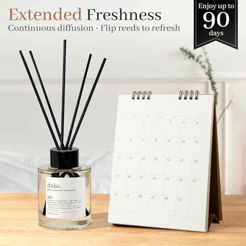 Duša Baies Scented Reed Diffuser & Sticks – 5 Fl Oz Essential Home Fragrance for Bathroom, Office & Living Spaces –Stylish & Long-Lasting Room Air Freshener –Ideal for Housewarming & Special Occasions - Image 2