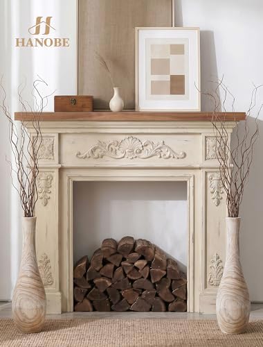 Hanobe 22" Tall Wood Floor Vase for Pampas Grass, Boho Style, Set of 2 - Image 3