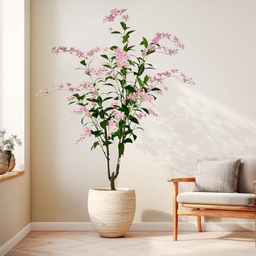 6ft Artificial Pink Jasmine Potted Tree - Image 4