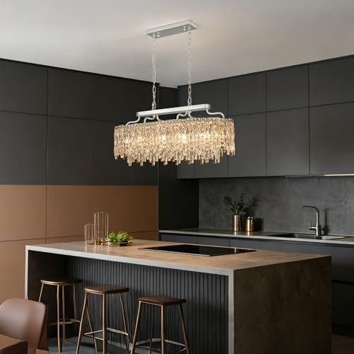 12-Lights Chrome Oval Crystal Chandeliers for Dining Room 36" - Image 4