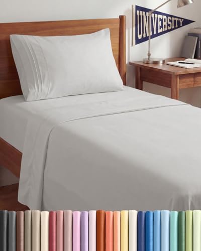 Twin XL 3 Piece Sheet Set - College Dorm Room Essentials - French Grey by CGKUnlimited