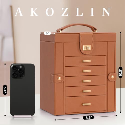 AKOZLIN 6-Tier Jewelry Box Organizer 5 Drawers Storage Orange Regular - Image 6