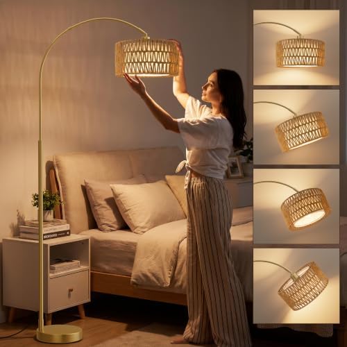 Ambimall Rustic Arc Floor Lamp, Color Temp and Brightness Adjustable, Gold - Image 5
