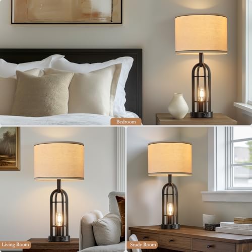 SRJJA 24" Black Table Lamps for Living Room Bedroom Set of 2, USB A+C - Image 4