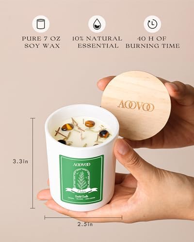 AOOVOO Holiday Candles Set for Women - 4 Pack Candles for Home Scented, Aromatherapy Candle with Crystals, 28 oz 200 Hour Long Lasting Candle, Winter Fragrance of Cedar, Fir, Hot Cocoa, Vanilla Cake - Image 6