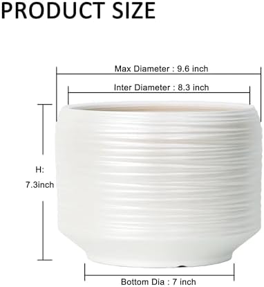 10 Inch Ceramic Plant Pot with Drainage – Large Flower Pot for Indoor Outdoor Plants, Modern Decorative Planter for Patio, Balcony, Garden, or Home Decor - Image 6