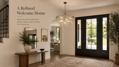 3-Tier 26 Inch Clear Crystal Glass Chandeliers, Modern Round Luxury 7 Lights Hanging Pendant Light Fixture, for Dining Living Room, Bedroom, Foyer, Entryway(Included E12 Bulbs) - Image 2