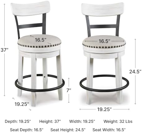 Signature Design by Ashley Valebeck Swivel Counter Height Bar Stool, White - Image 3