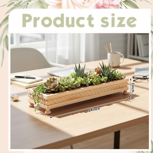 AceOrbit Large Long Wooden Dough Bowl, Spring Decorative Wooden Tables Centerpiece Tray, Riser Rustic Dough Bowl, Farmhouse Centerpiece Tray for Table Living Room Dining Gift(24",Wood) - Image 4