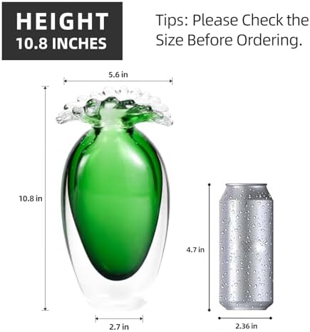 KAMMAK Glass Vase,Colored Hand Blown Decorative Vase - Image 2
