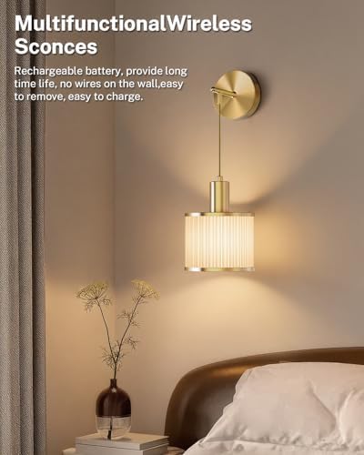 SAIMAND Battery Operated Wall Sconces Set of 2,Wireless Rechargeable Lights - Image 2