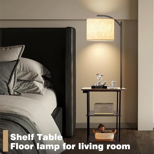 PESRAE Floor Lamp with Table, End Tables with Charging Station - Image 5